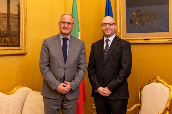 Il Presidente della Camera dei deputati, Lorenzo Fontana, con l'Ambasciatore del Regno del Marocco, S.E. Youssef Balla
